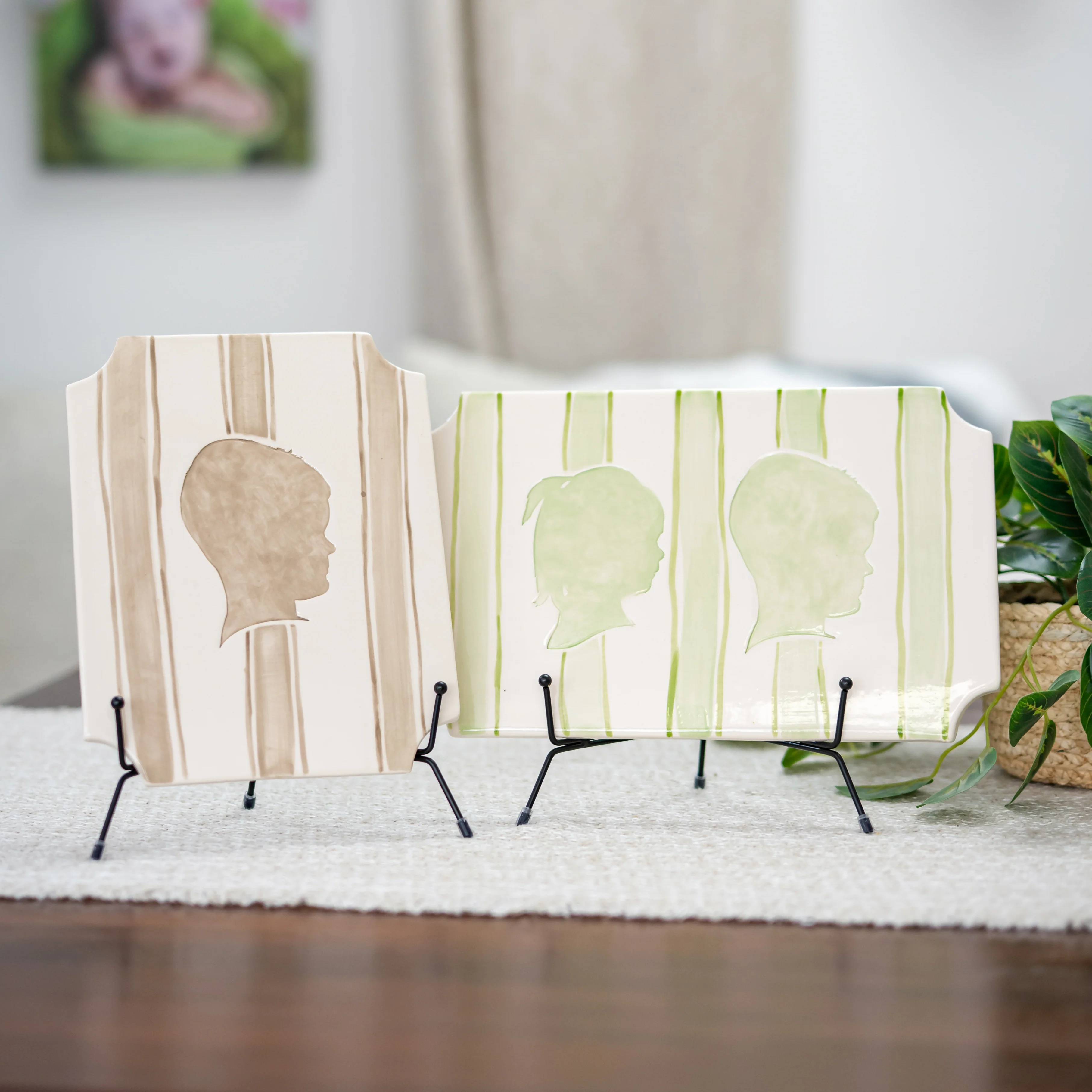 Stripes Clay Silhouette Plaque