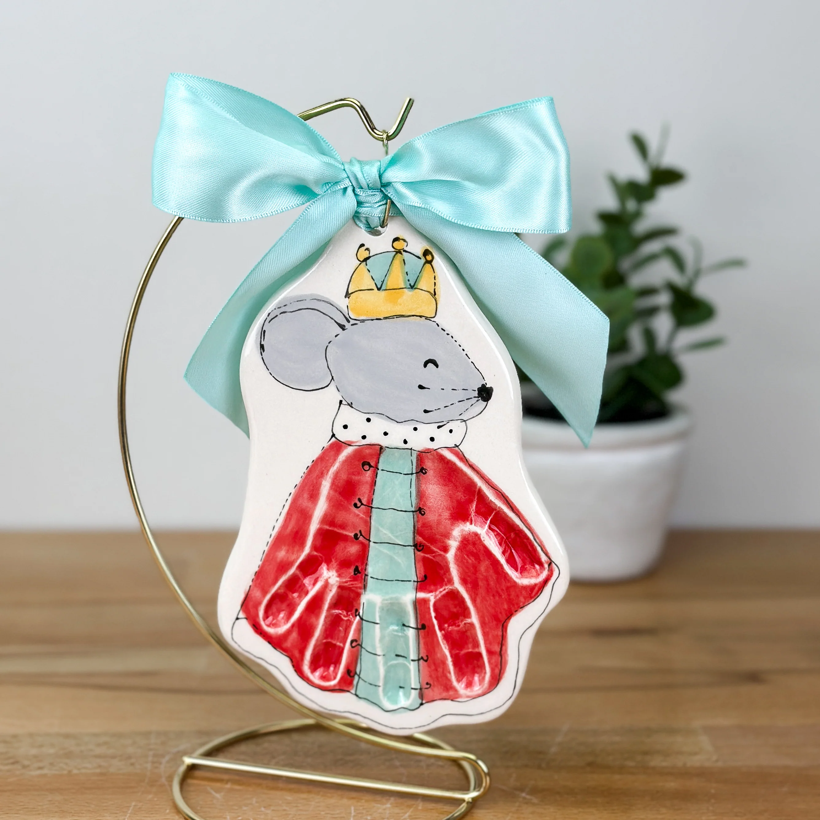 King Mouse Clay Ornament