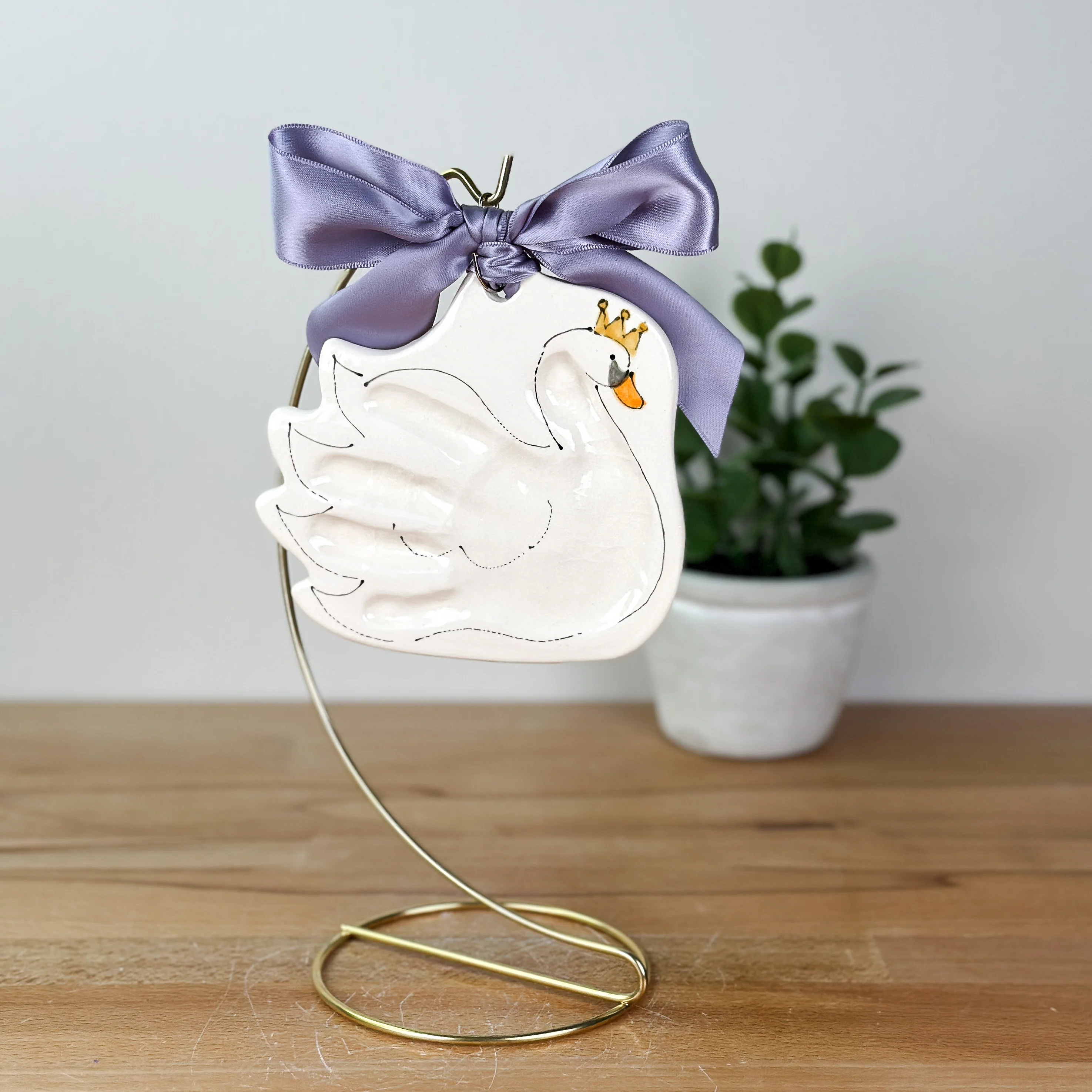 Swan Clay Ornament