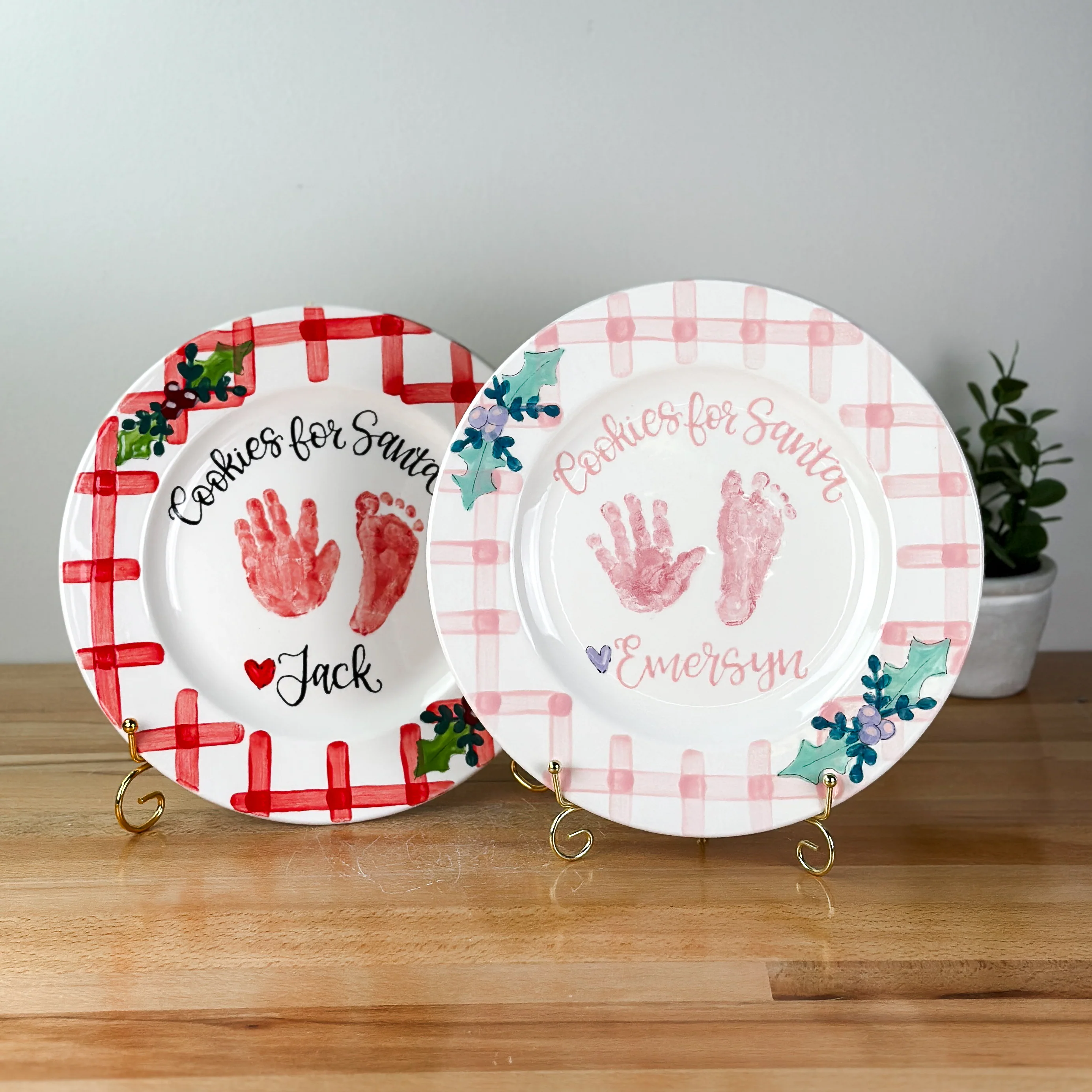 Holly Gingham Cookie Plate
