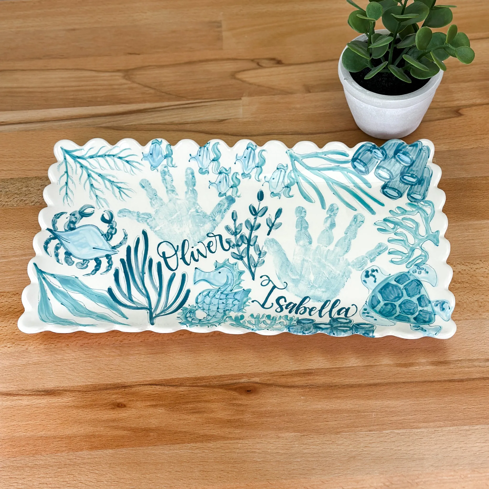 Beachy Chinoiserie Wide Platter