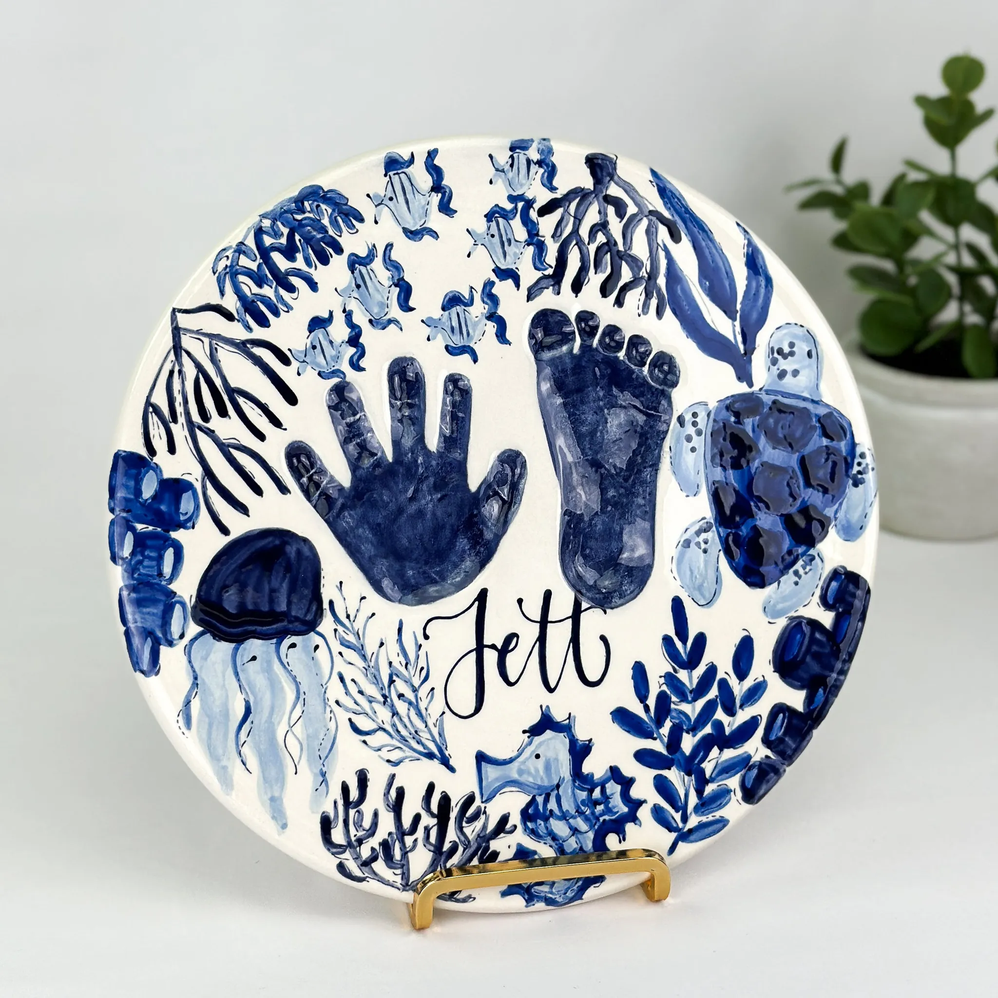 Beachy Chinoiserie Clay Plaque