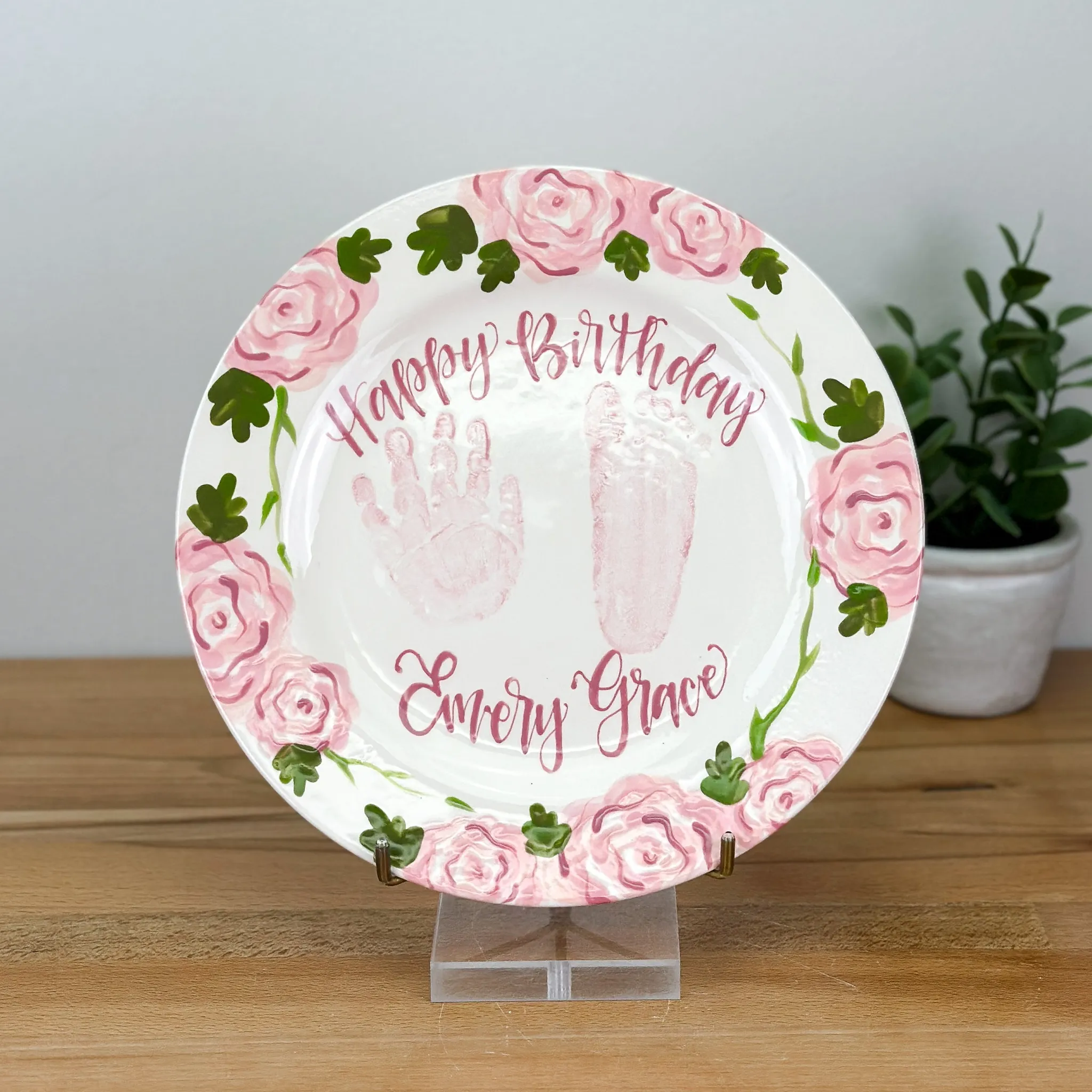 Elegant Flowers Birthday Cake Plate