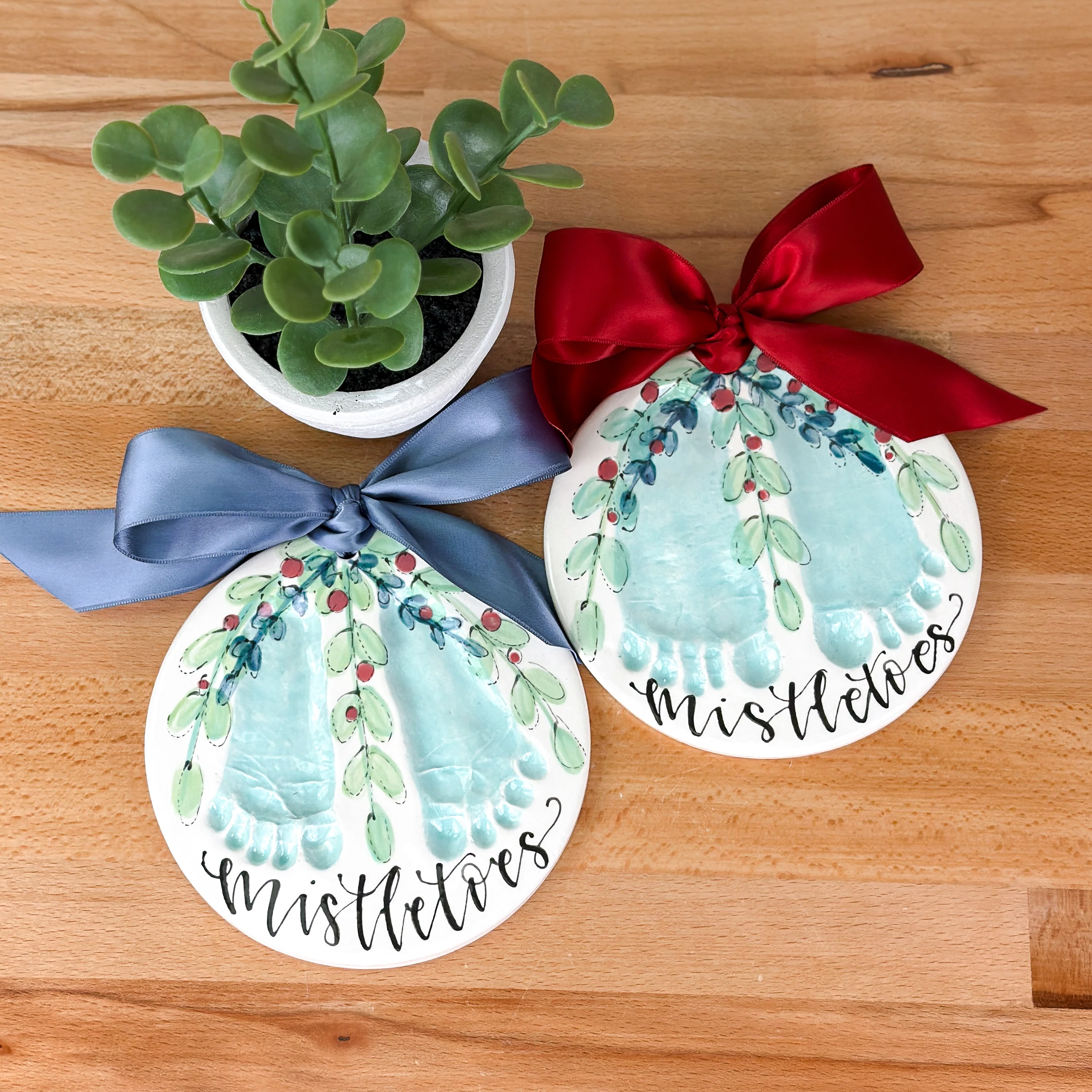 Mistletoes 6 Clay Ornament