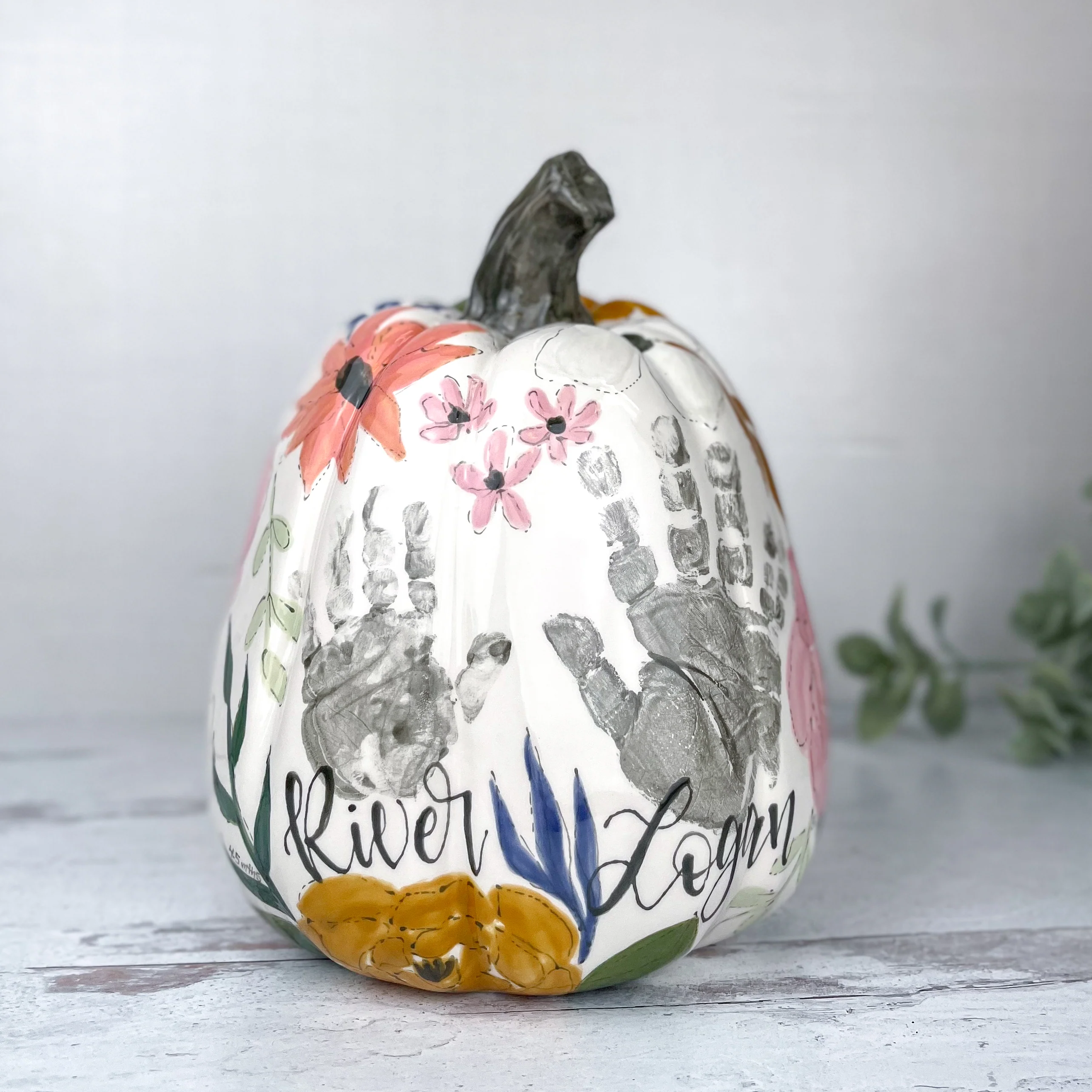 Boho Florals Tall Pumpkin