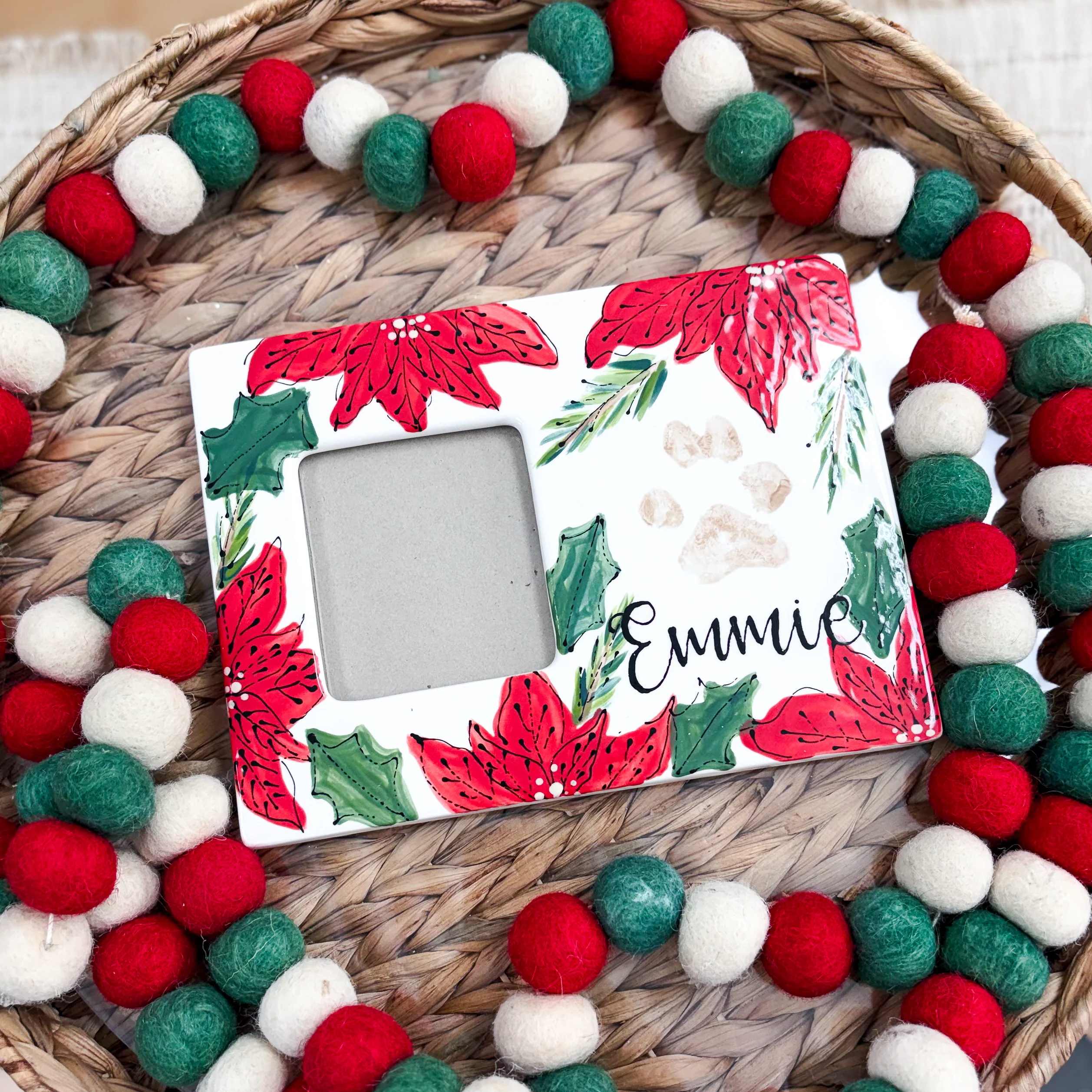 Poinsettia Picture Frame
