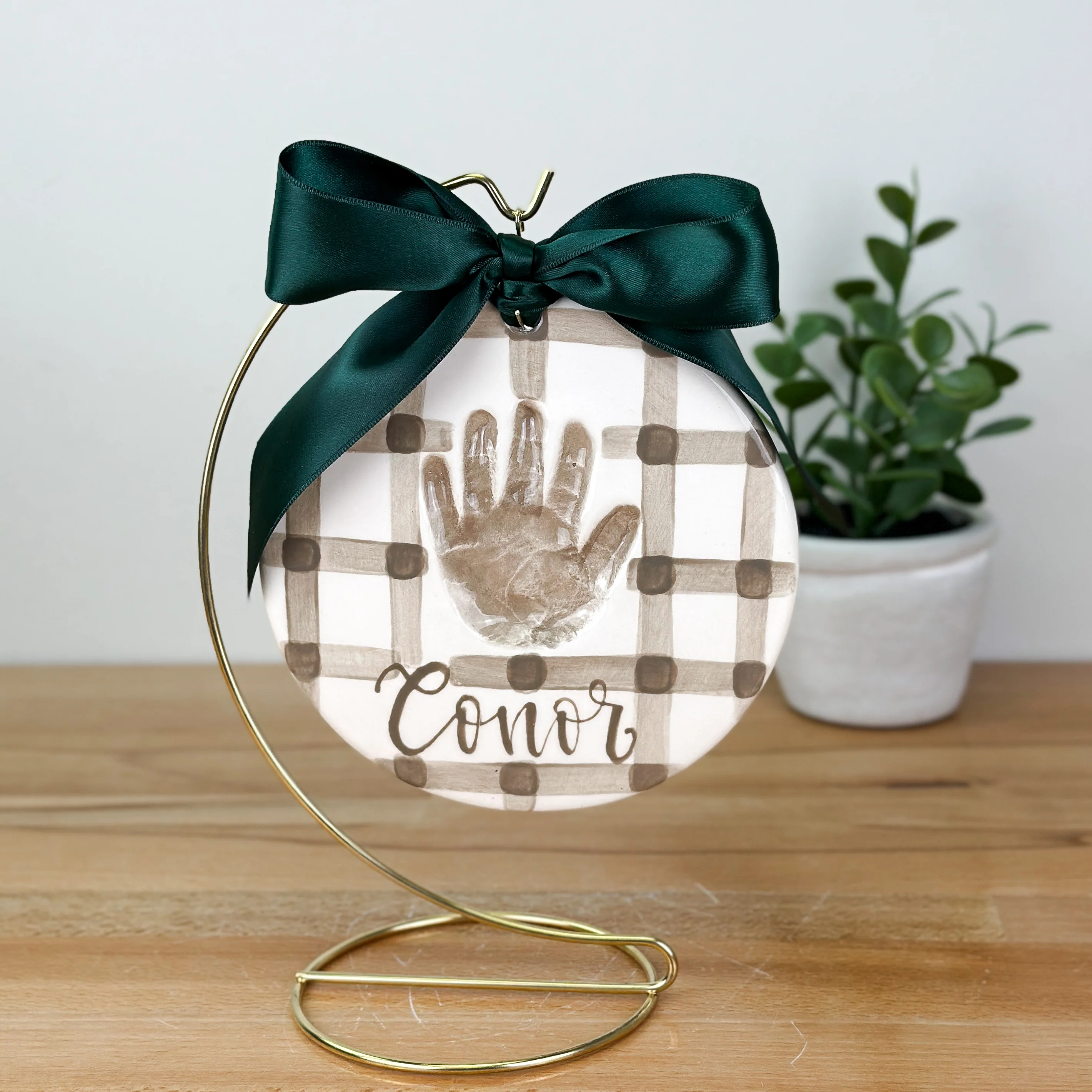 Gingham 6 Clay Ornament