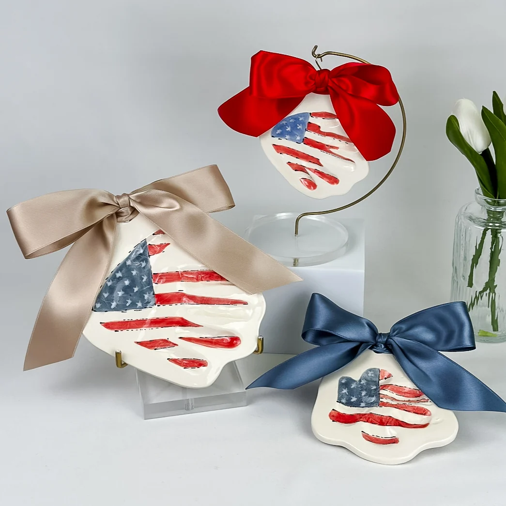 American Flag Clay Ornament