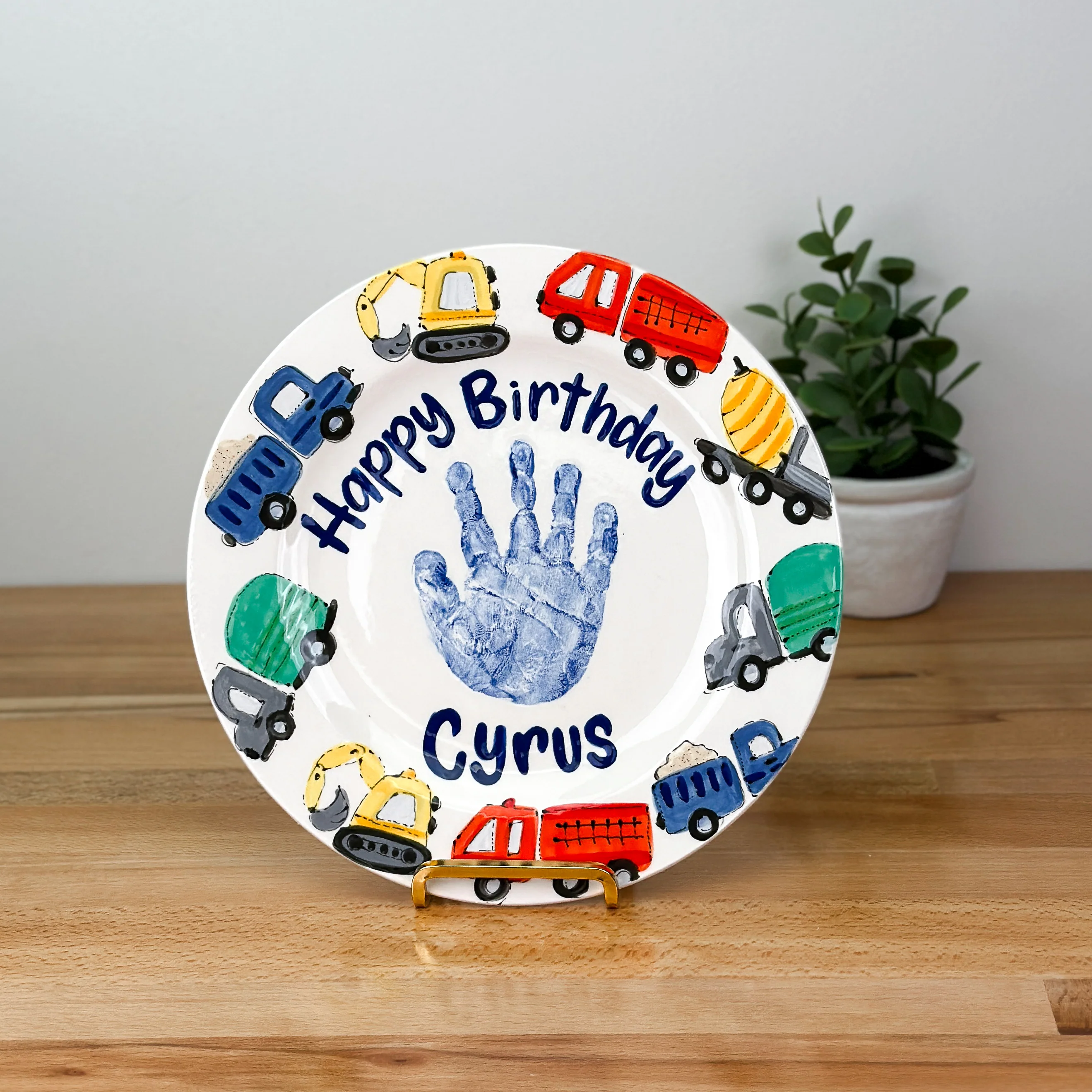 Trucks Birthday Cake Plate