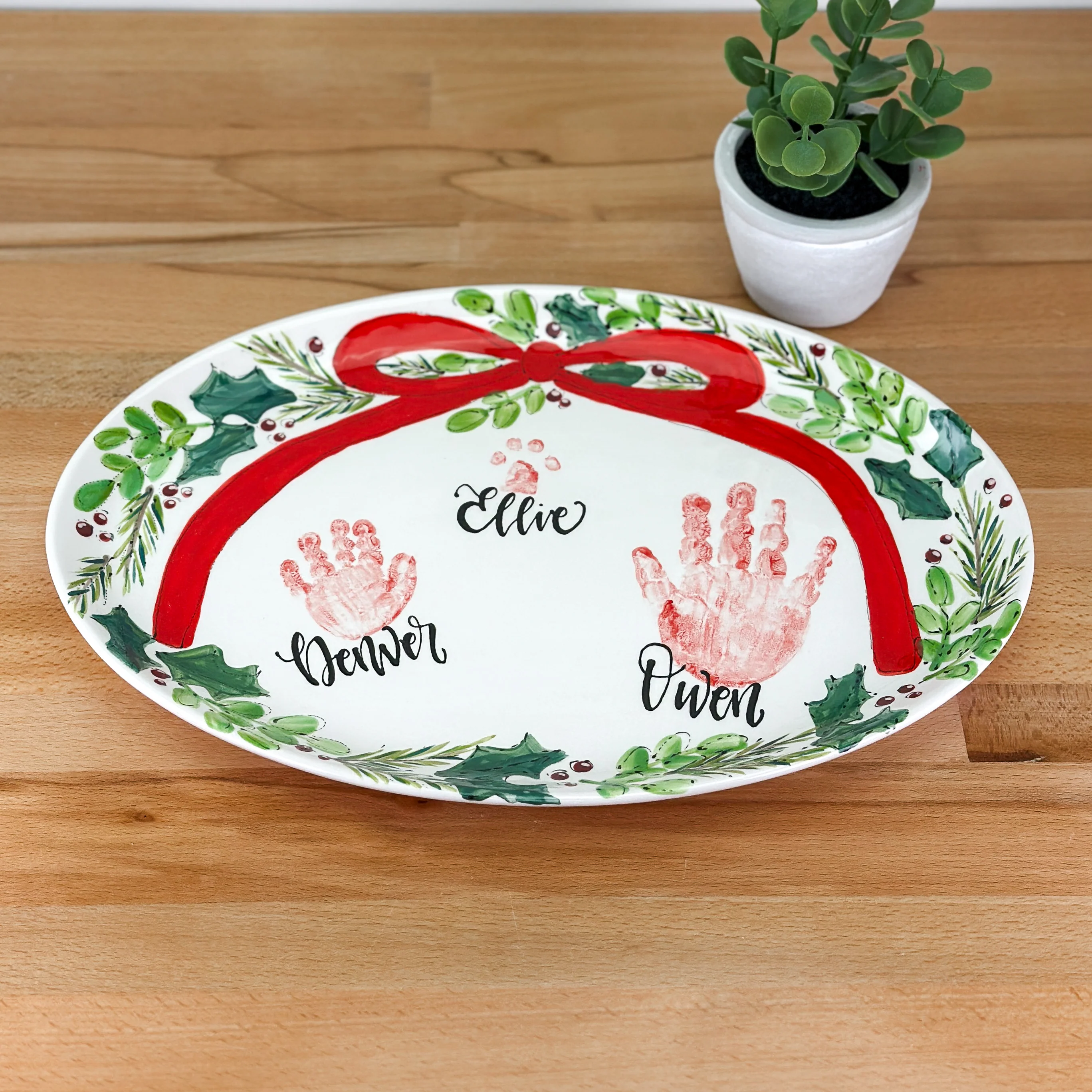 Christmas Wreath Wide Platter
