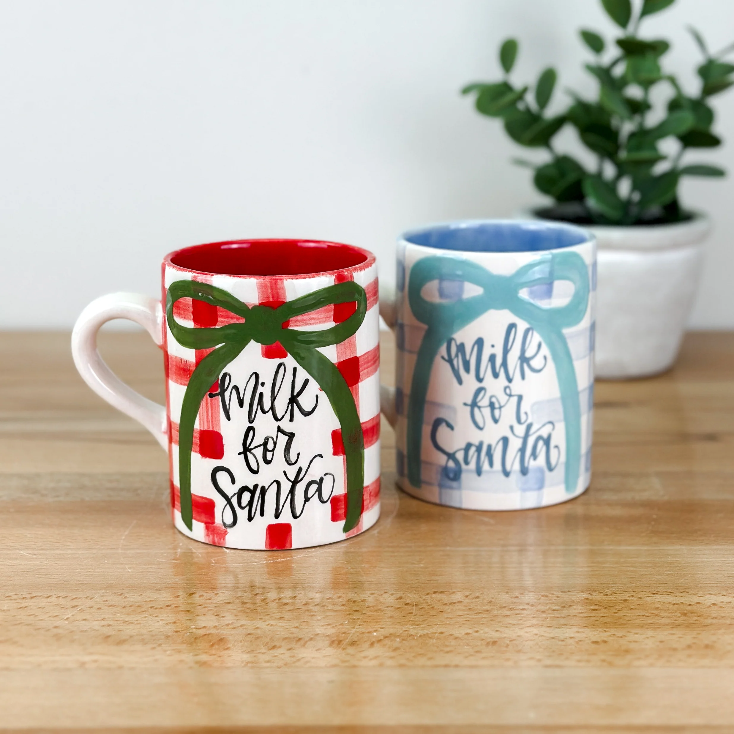 Gingham 'Milk for Santa' Mini Mug