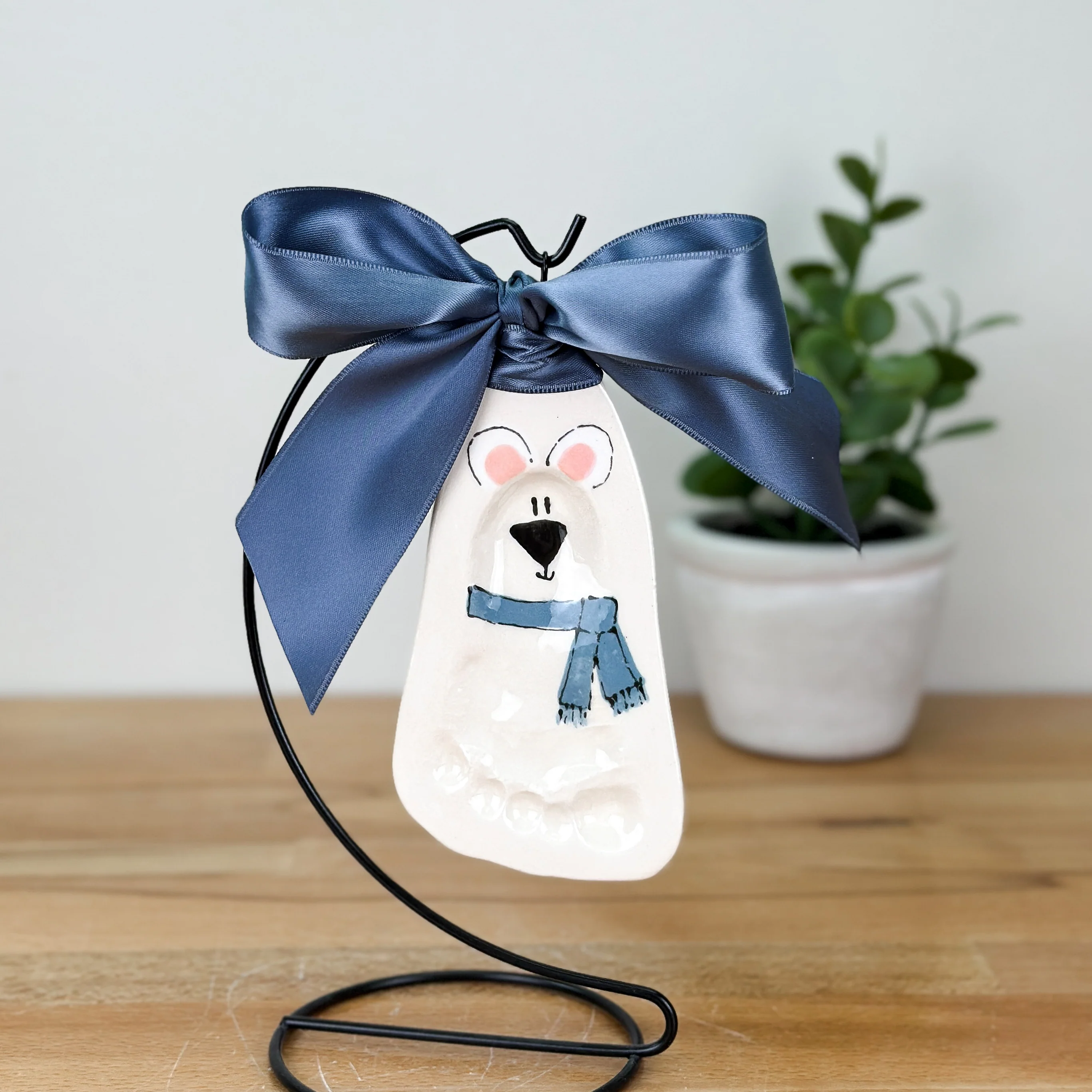 Polar Bear Clay Ornament