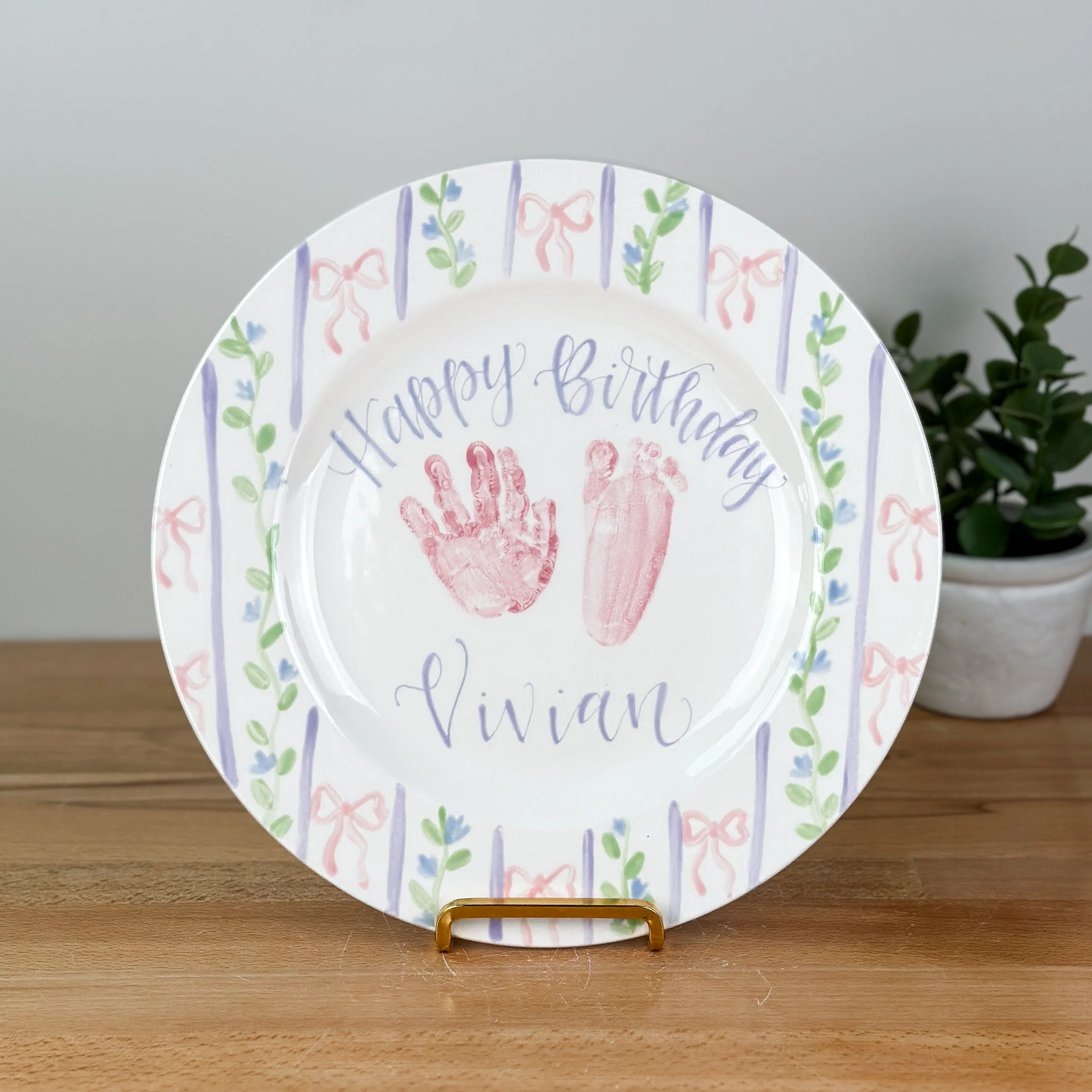 Bows and Blooms Birthday Cake Plate