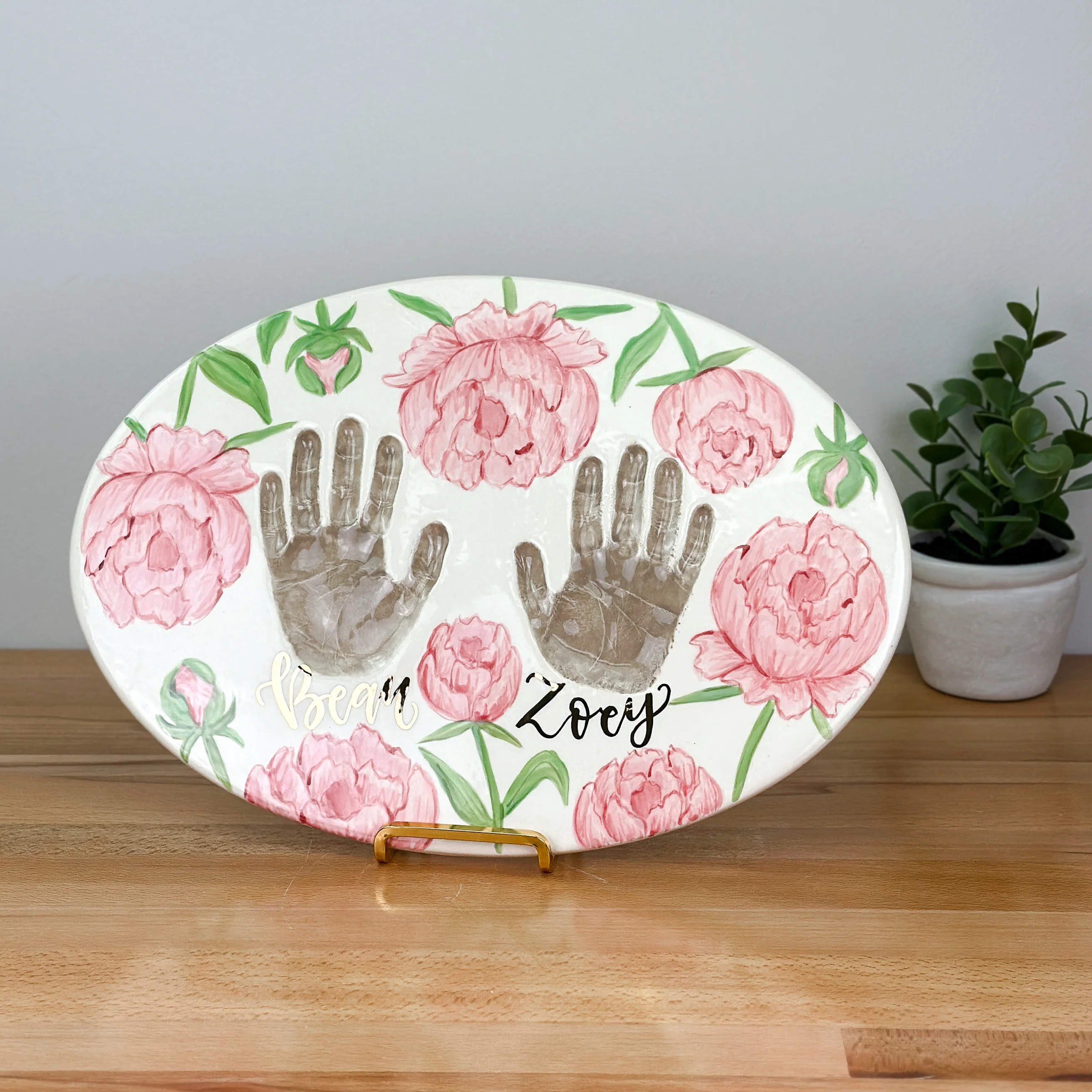 Peony Clay Plaque