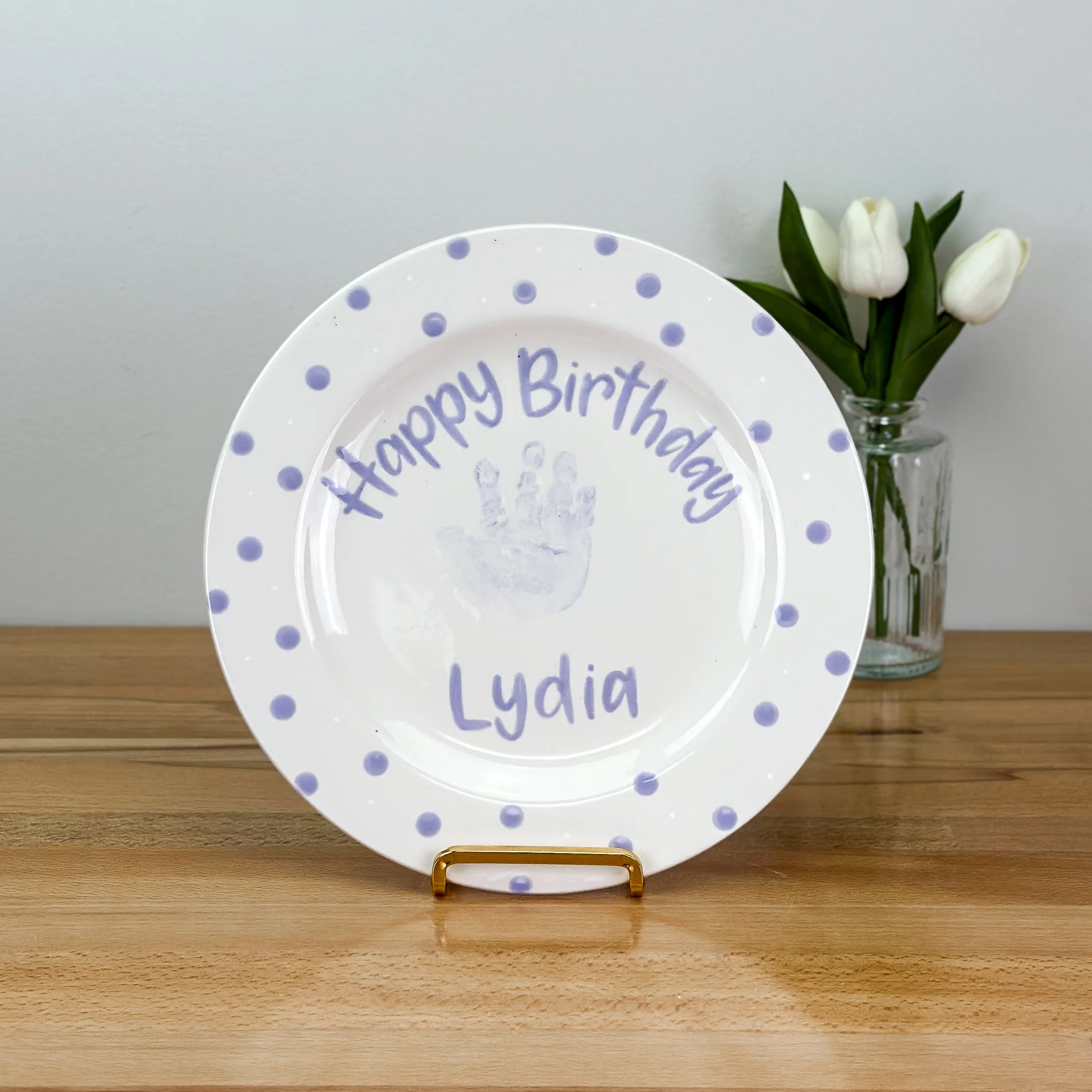 Polka Dot Birthday Cake Plate