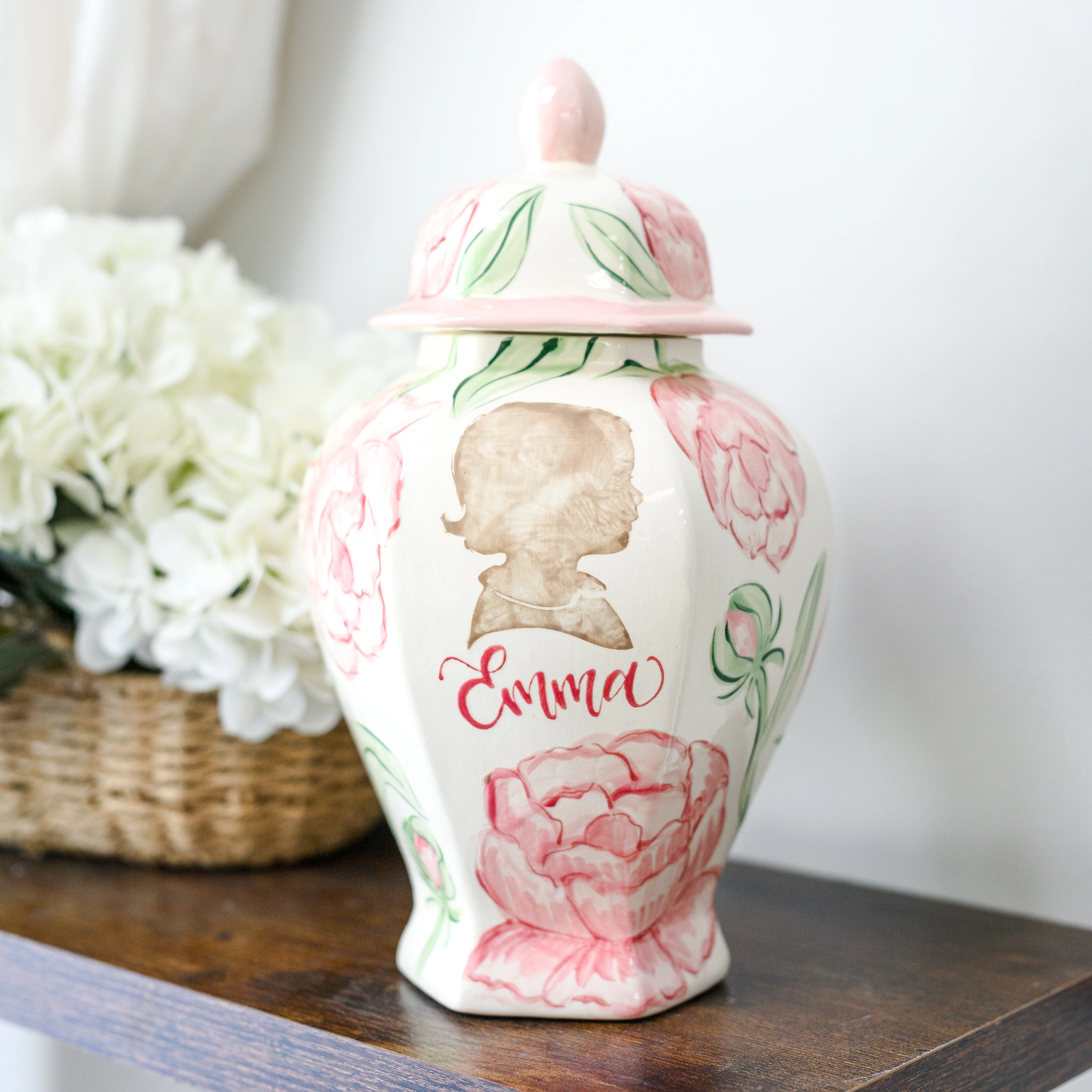 Peony Silhouette Keehln Ginger Jar